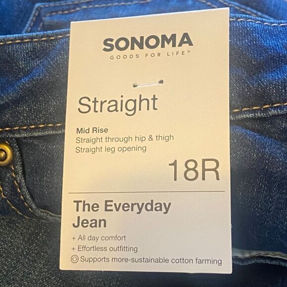 Sonoma Goods for Life Straight Leg Jeans Women’s 18R NWT Mid Rise Blue Denim - Picture 5 of 11
